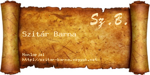 Szitár Barna névjegykártya